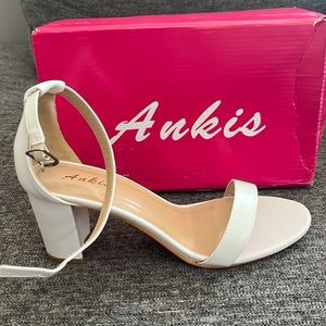 White chunky heels